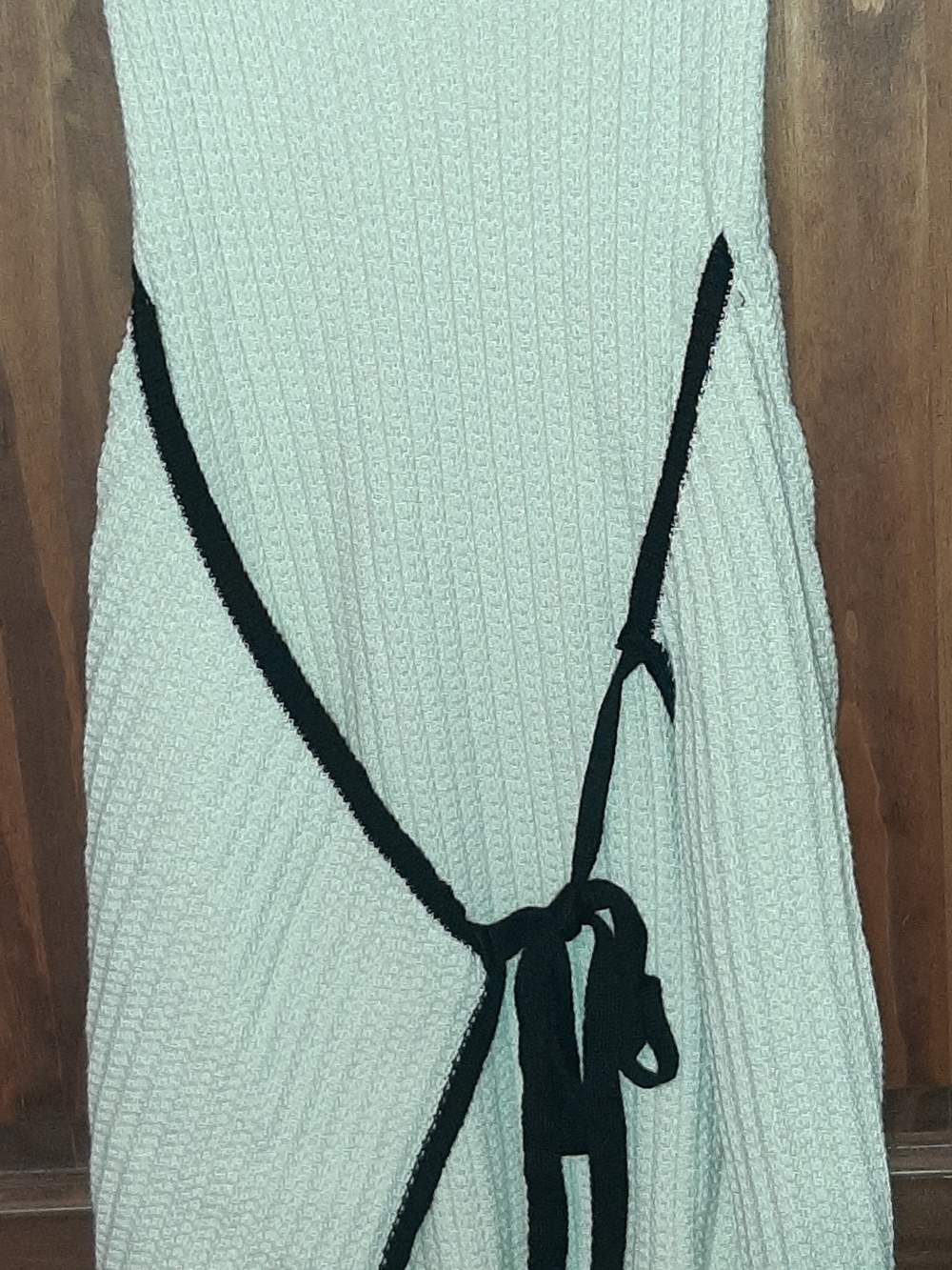 Strapless Ribbed Knit Mini Dress with Black Trim Small - Picture 2 of 3